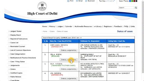 delhi high court website case status